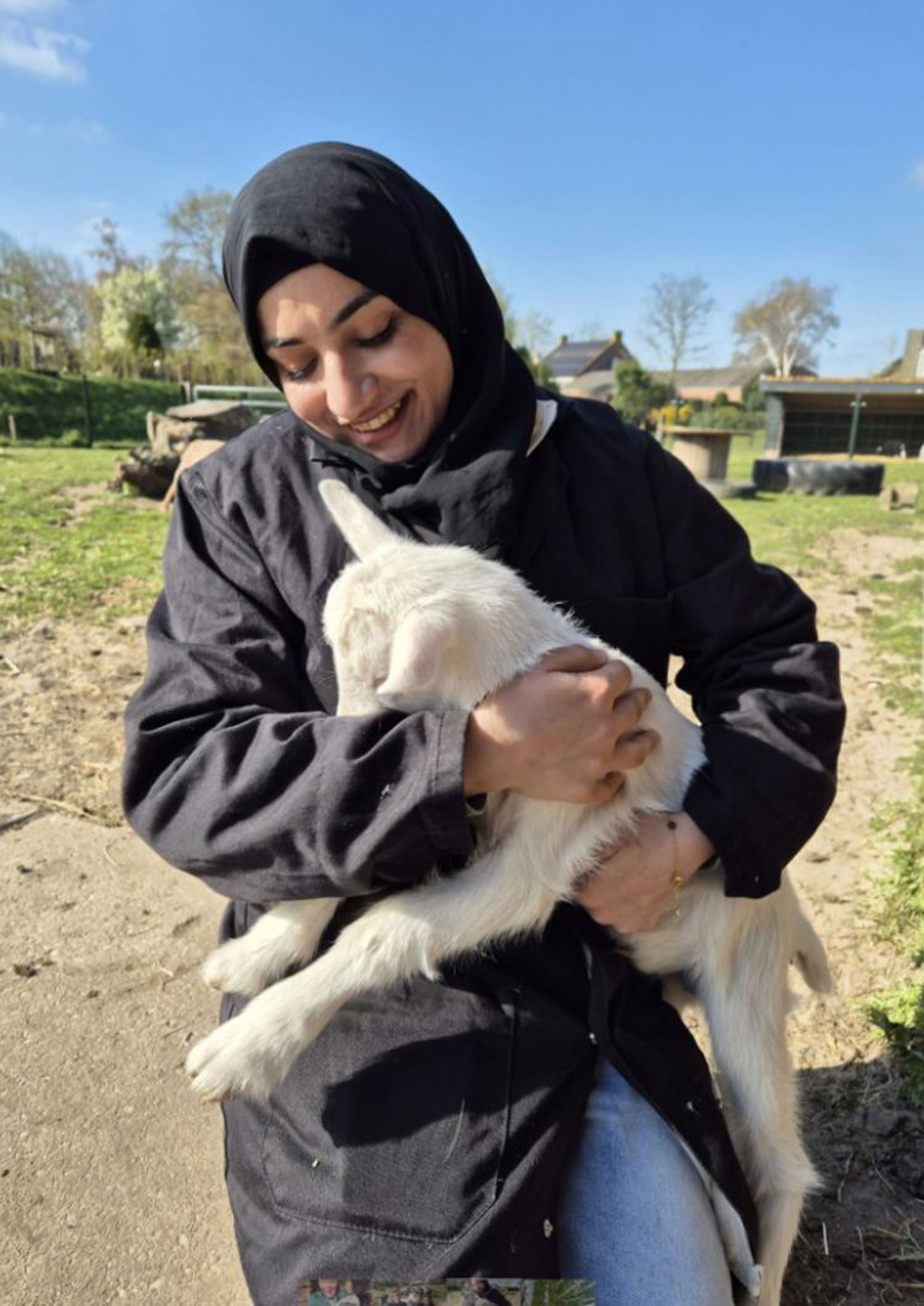 en person som holder en katt